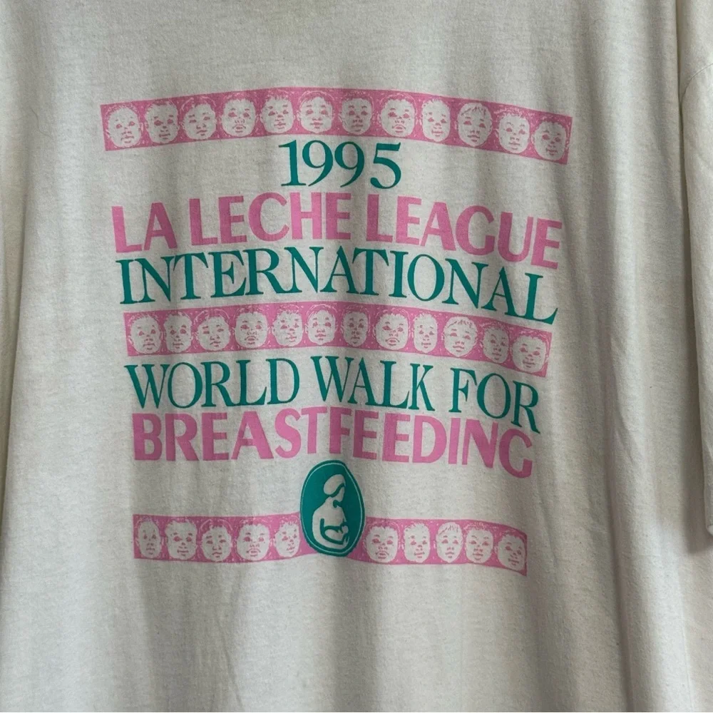 Hanes Vintage 1995 Le Leche League Inter Walk for Breastfeeding White Tee XL